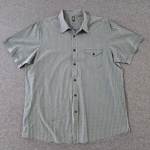 14th&Union Mens XL Gingham Check Short Sleeve Button Up Shirt Blue Green Cotton